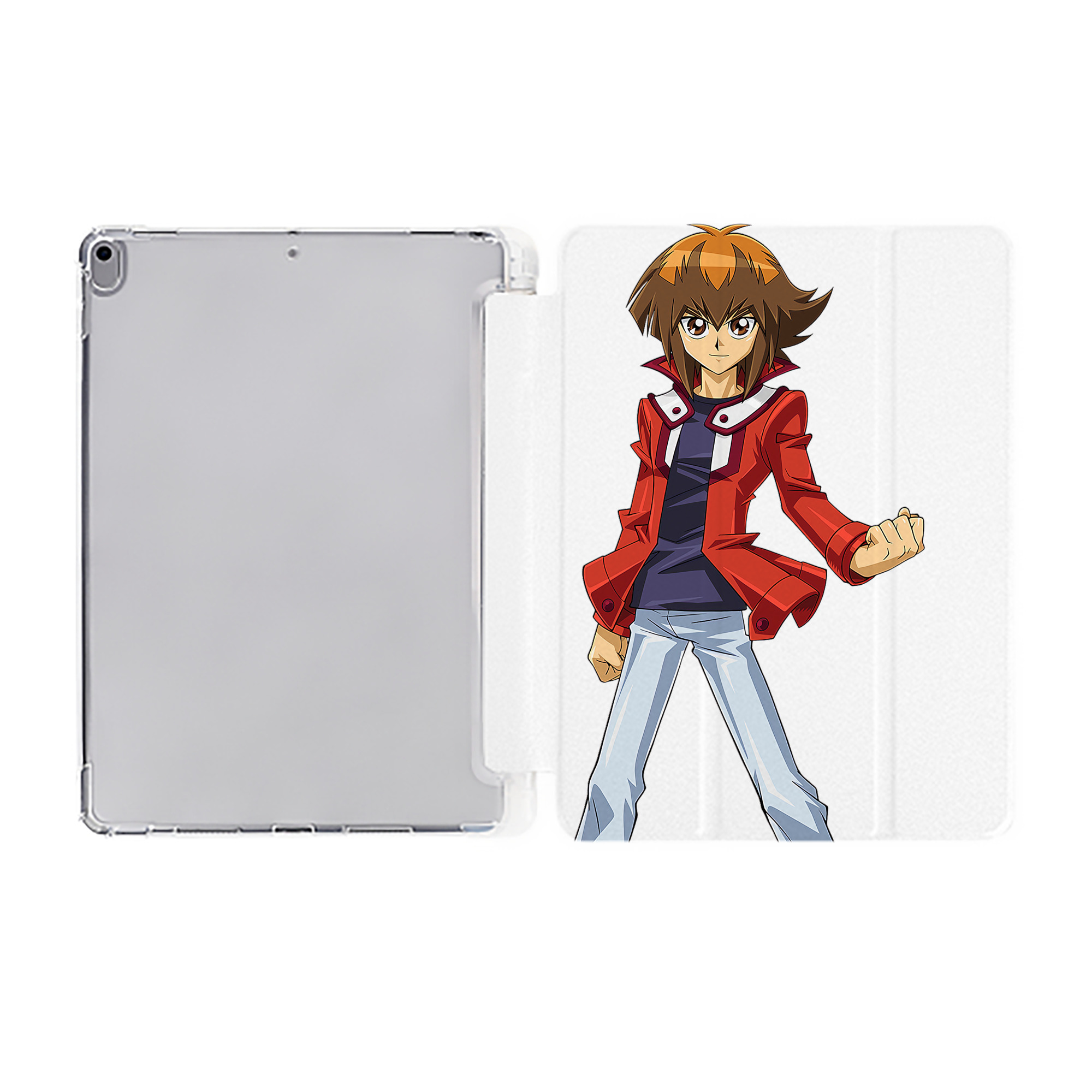 （画像用） 遊☆戯☆王 Yu-Gi-Oh! IPad ケース ペン収納付き 三つ折りスタンド PUレザー×シリコン 対応機種9.5/10.5/10.9インチ